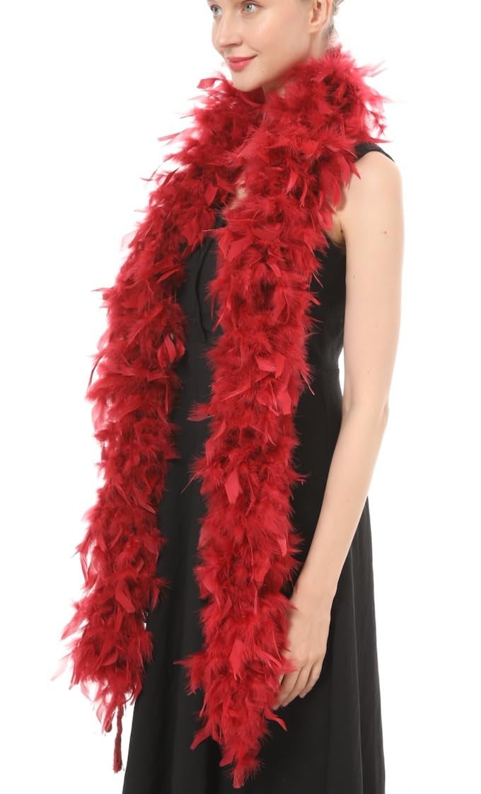 Flydreamfeathers 80 Gram, 2 yards Long Turkey Chandelle Feather Boa 10 Color, Great for Party, Wedding, Halloween Costume, Christmas Tree Decoration (Burgundy) - Image 3